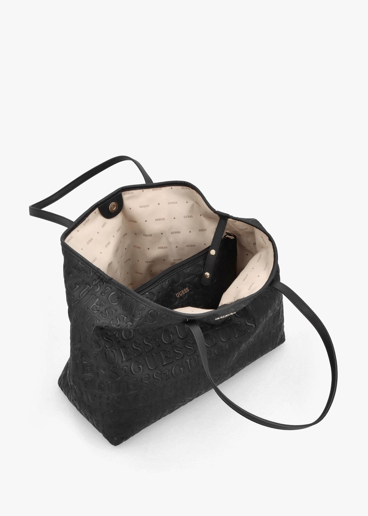 Vikky II Black Debossed Logo Tote Bag