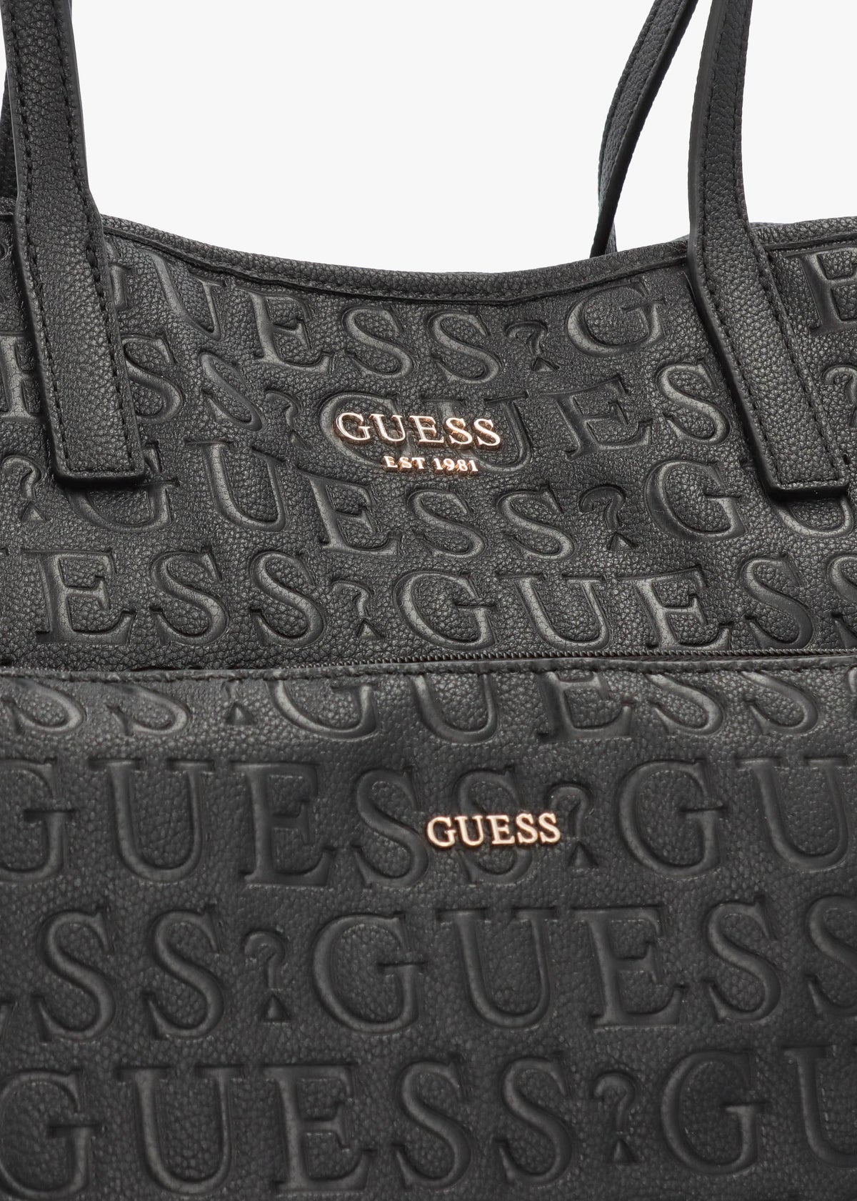 Vikky II Black Debossed Logo Tote Bag
