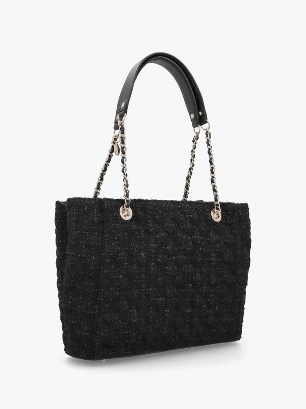 Large Giully Black Tweed Tote Bag