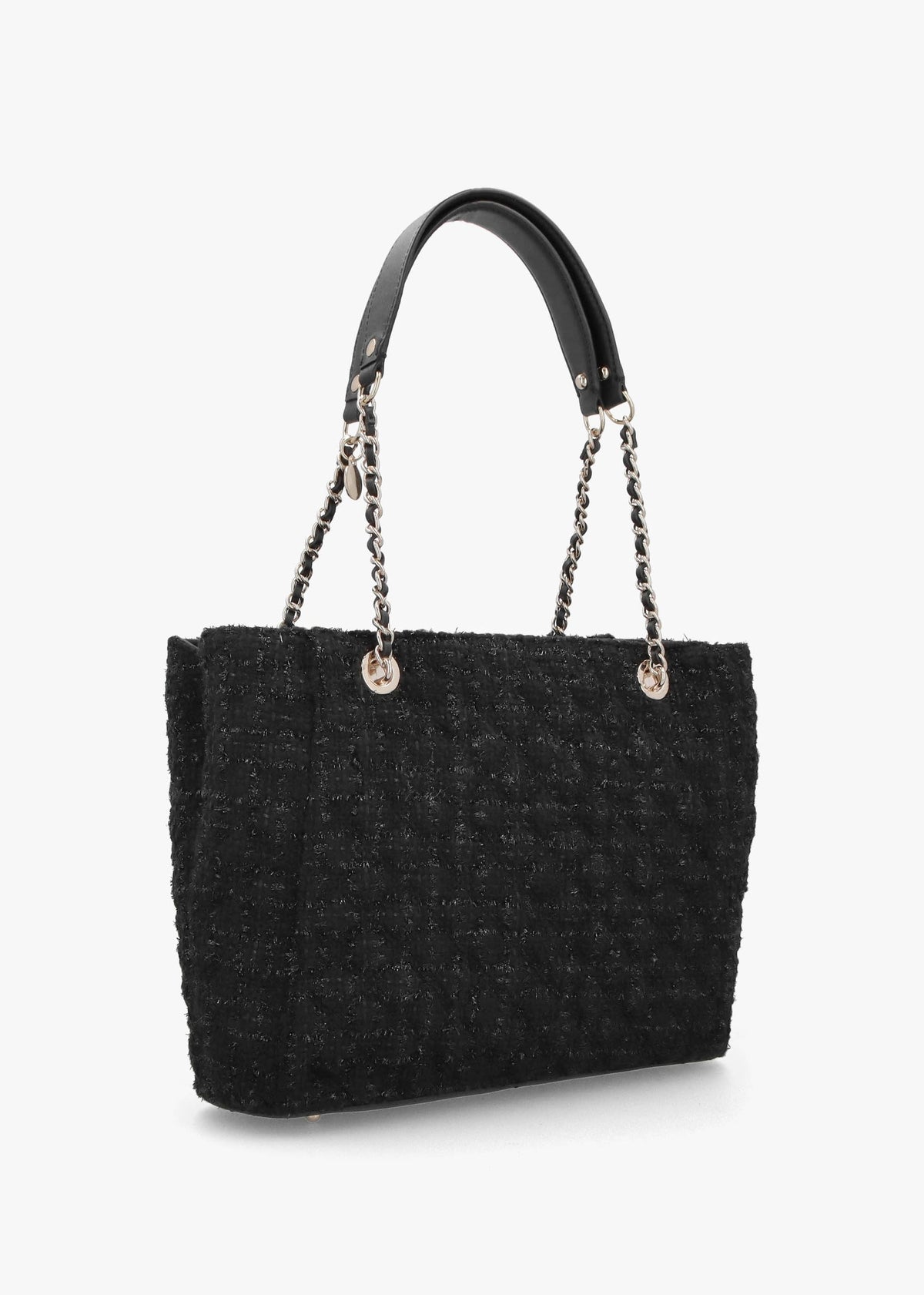 Large Giully Black Tweed Tote Bag