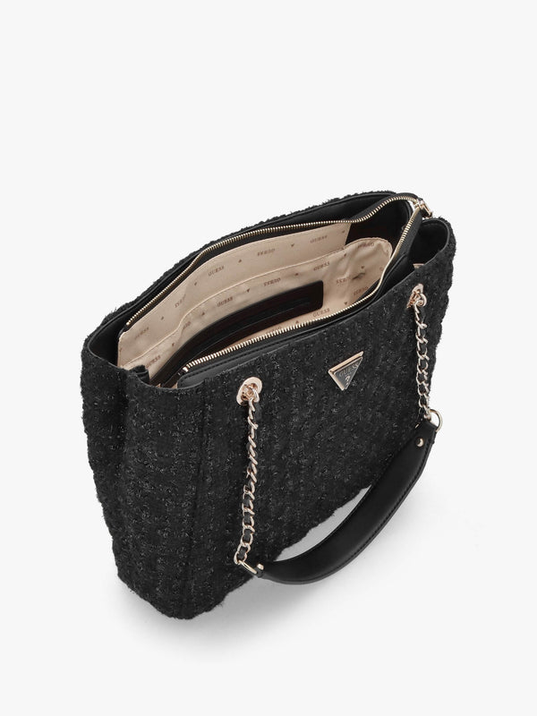 Large Giully Black Tweed Tote Bag