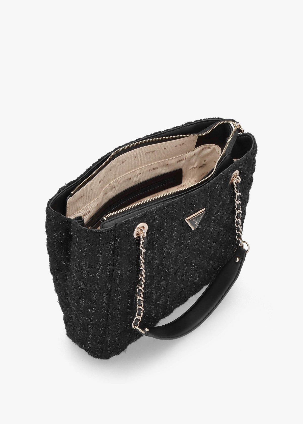 Large Giully Black Tweed Tote Bag