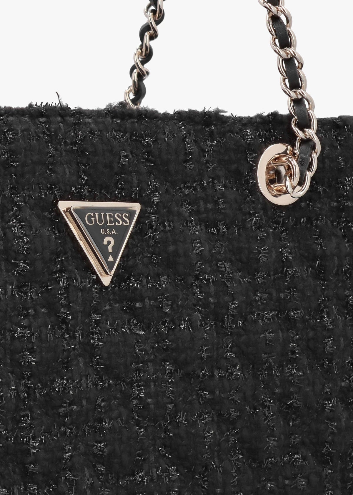 Large Giully Black Tweed Tote Bag