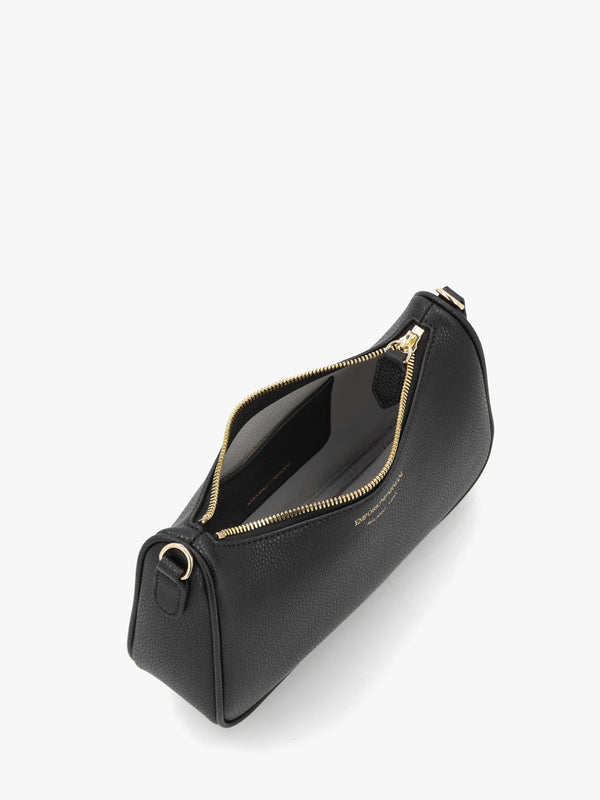 Lilly Black Silver Pebbled Baguette Bag