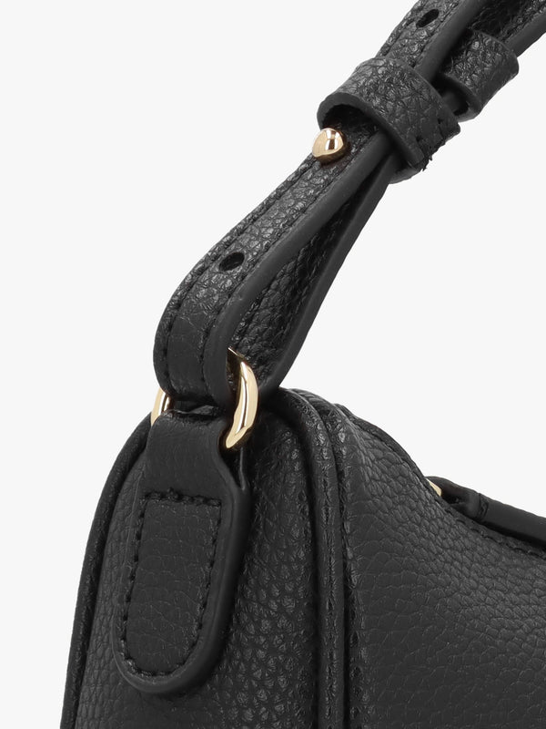 Lilly Black Silver Pebbled Baguette Bag