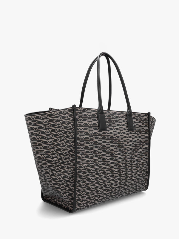 Large Logo Nero & Ecru Shopper Bag