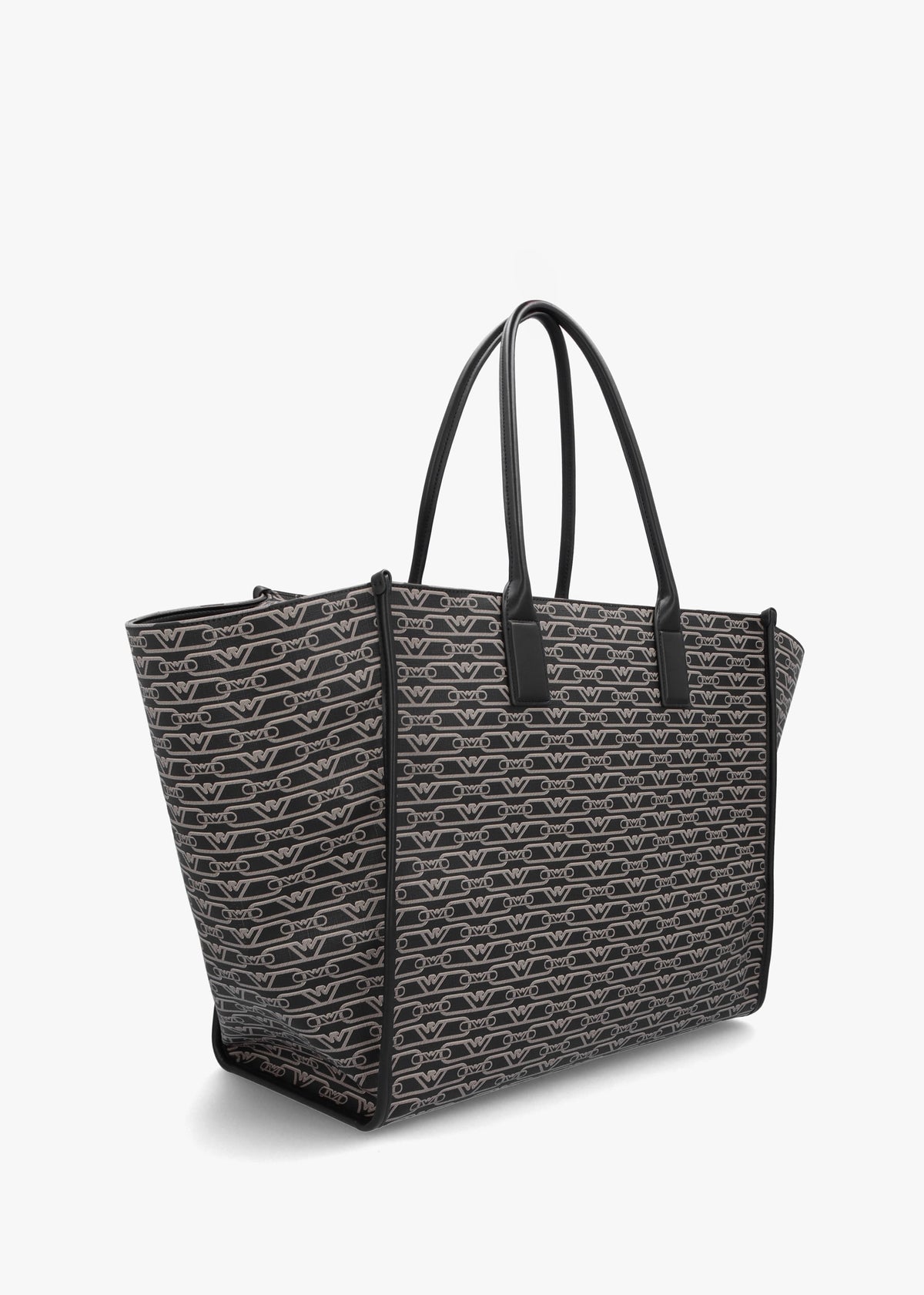 Large Logo Nero & Ecru Shopper Bag