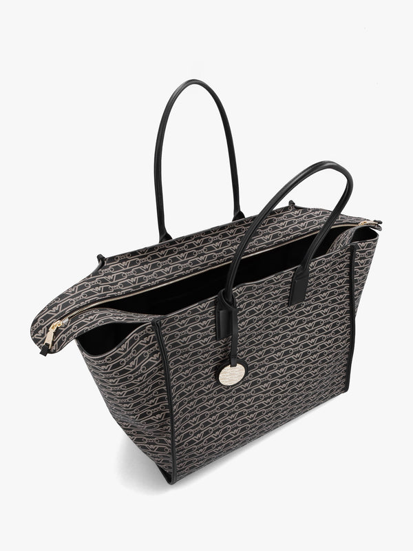 Large Logo Nero & Ecru Shopper Bag