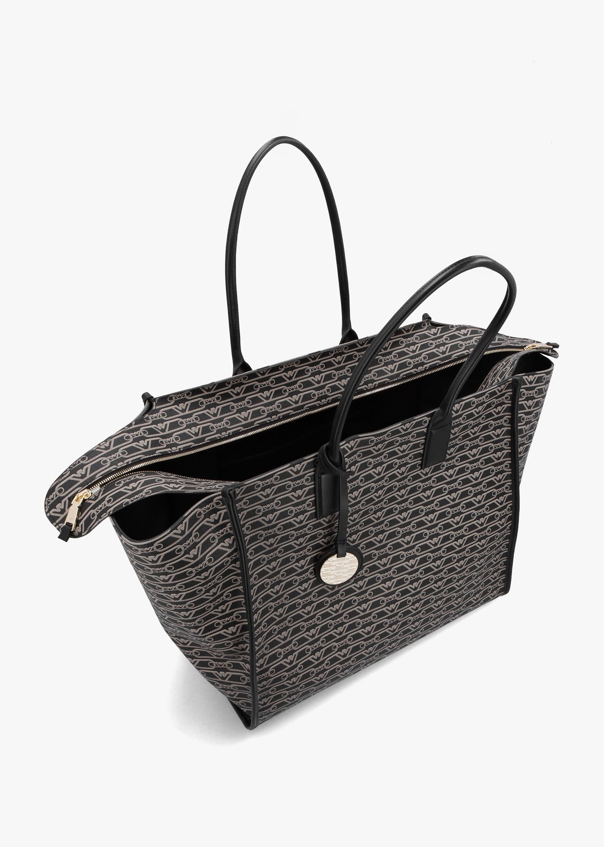 Large Logo Nero & Ecru Shopper Bag