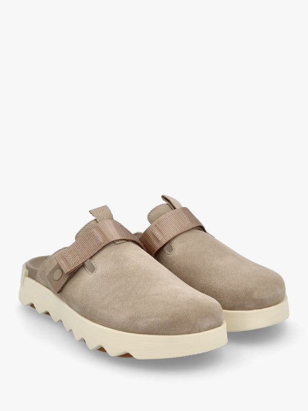 Viibe Omega Taupe Honey White Suede Clogs