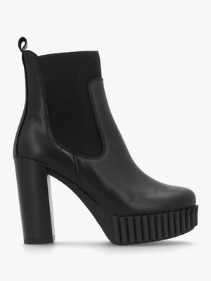 Ablush Black Leather Platform High Heel Ankle Boots