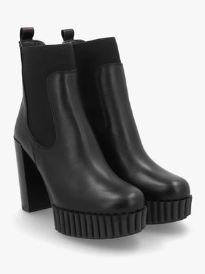Ablush Black Leather Platform High Heel Ankle Boots