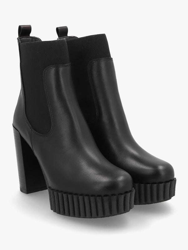 Ablush Black Leather Platform High Heel Ankle Boots