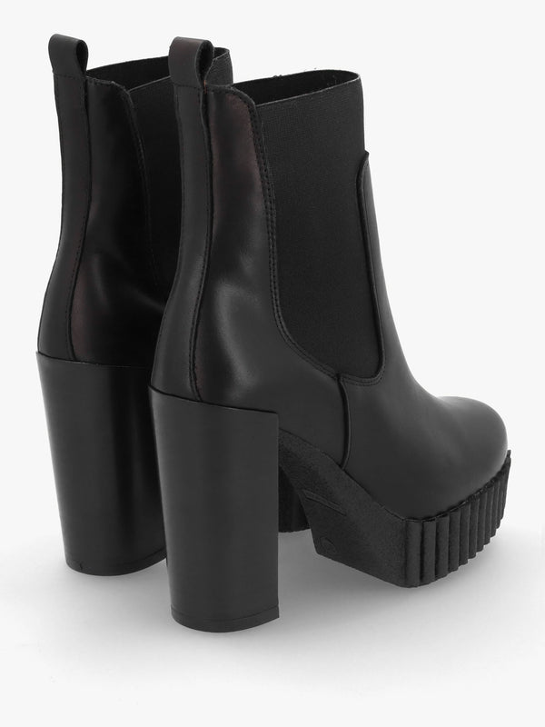 Ablush Black Leather Platform High Heel Ankle Boots