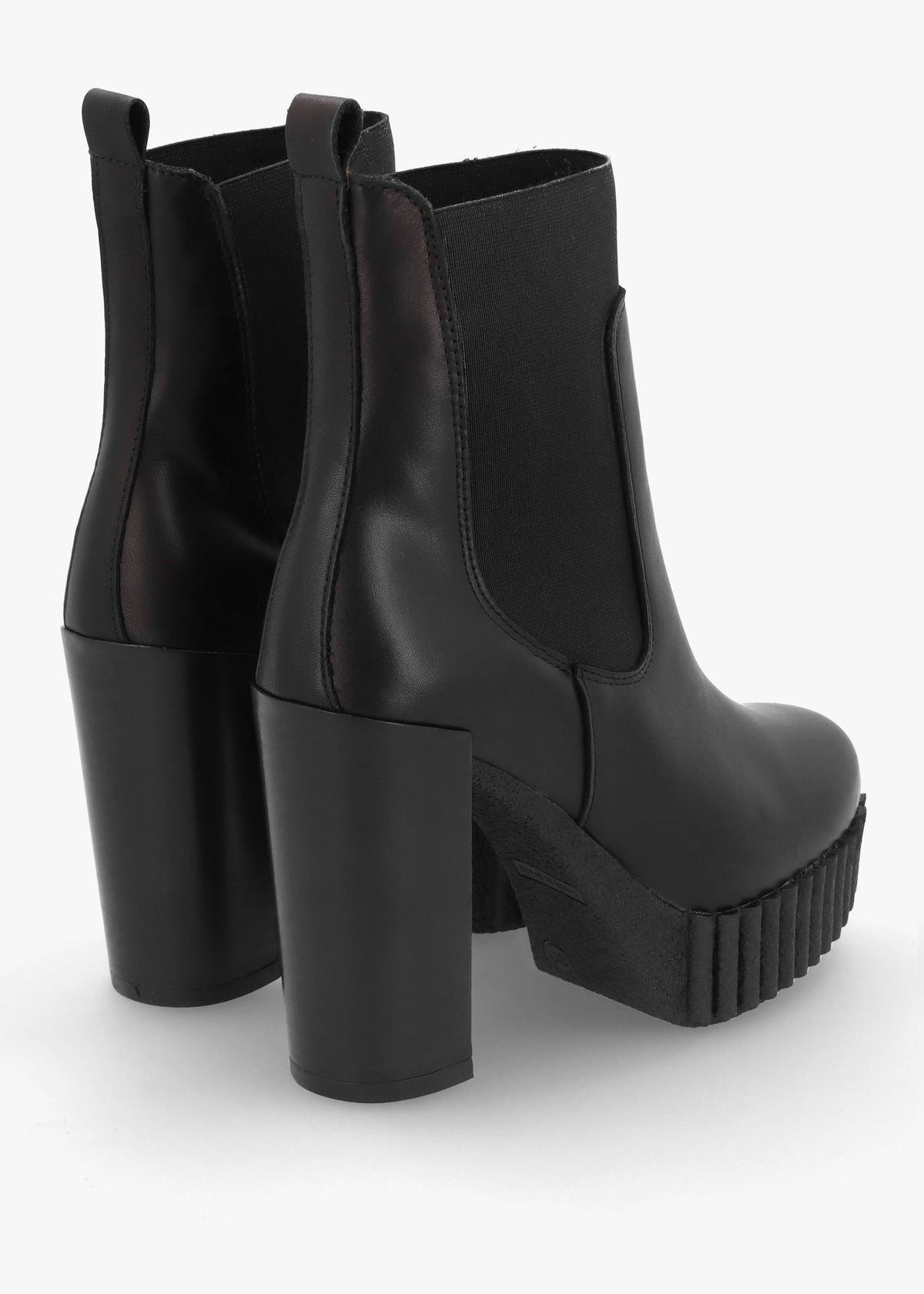 Ablush Black Leather Platform High Heel Ankle Boots