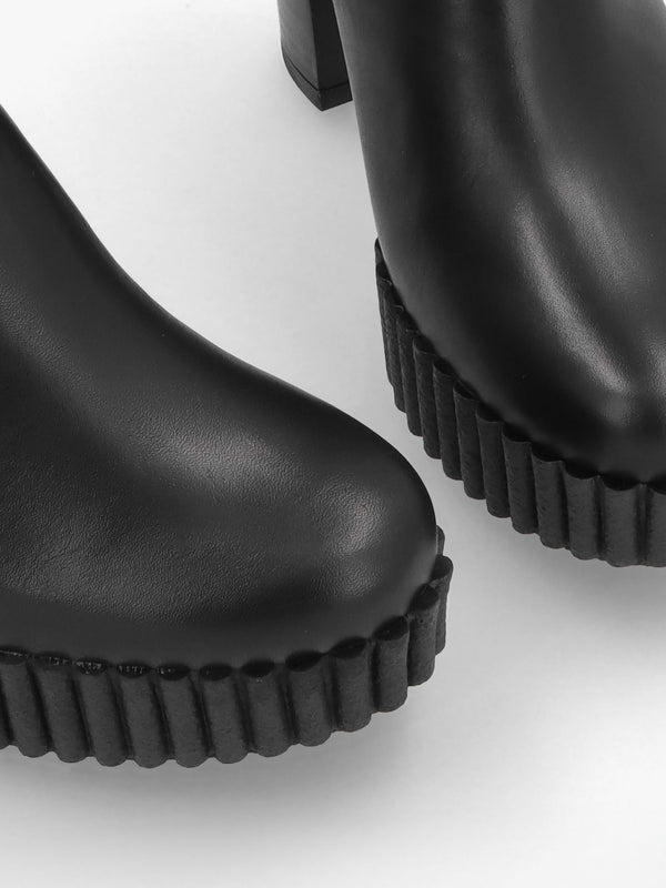 Ablush Black Leather Platform High Heel Ankle Boots