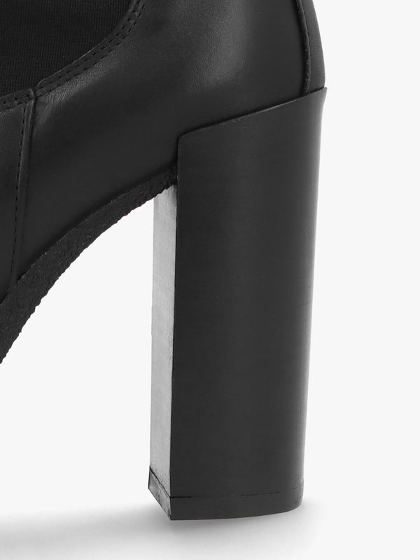Ablush Black Leather Platform High Heel Ankle Boots