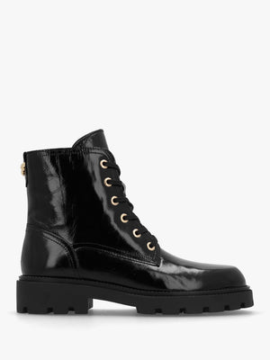 Acorn Black Patent Leather Lace Up Ankle Boots