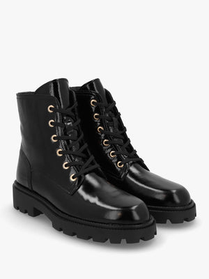 Acorn Black Patent Leather Lace Up Ankle Boots