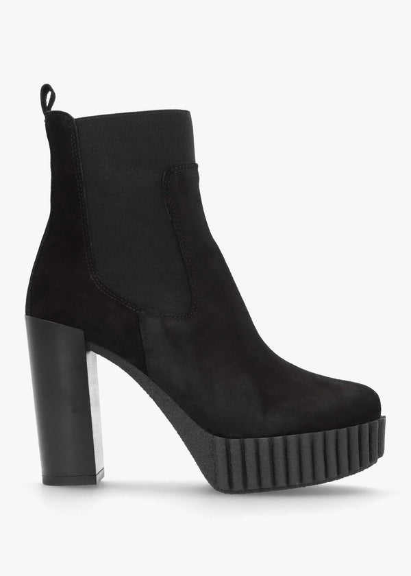 Ablush Black Suede Platform High Heel Ankle Boots