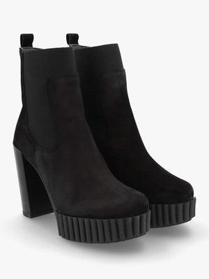 Ablush Black Suede Platform High Heel Ankle Boots