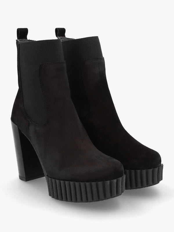 Ablush Black Suede Platform High Heel Ankle Boots