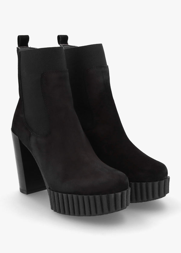 Ablush Black Suede Platform High Heel Ankle Boots