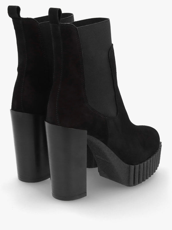 Ablush Black Suede Platform High Heel Ankle Boots