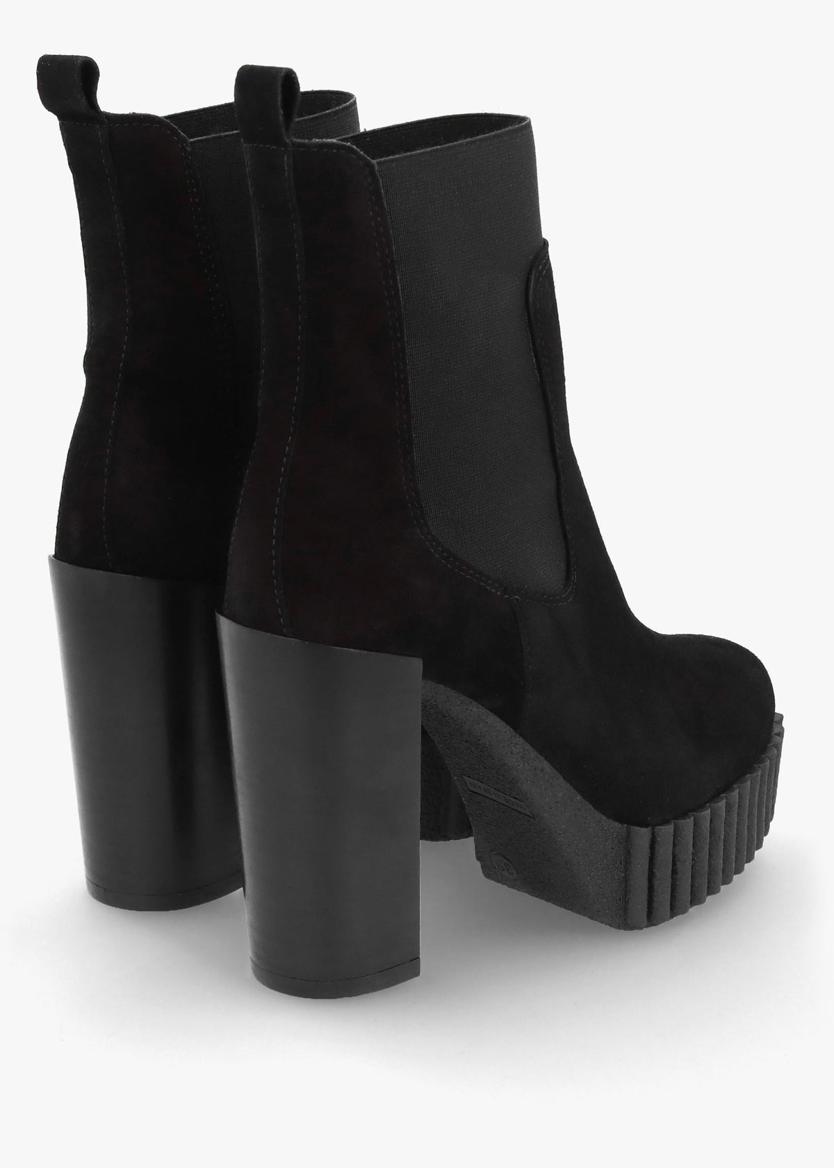 Ablush Black Suede Platform High Heel Ankle Boots