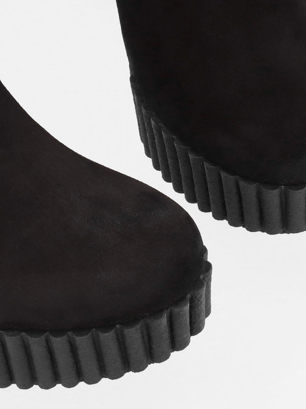 Ablush Black Suede Platform High Heel Ankle Boots