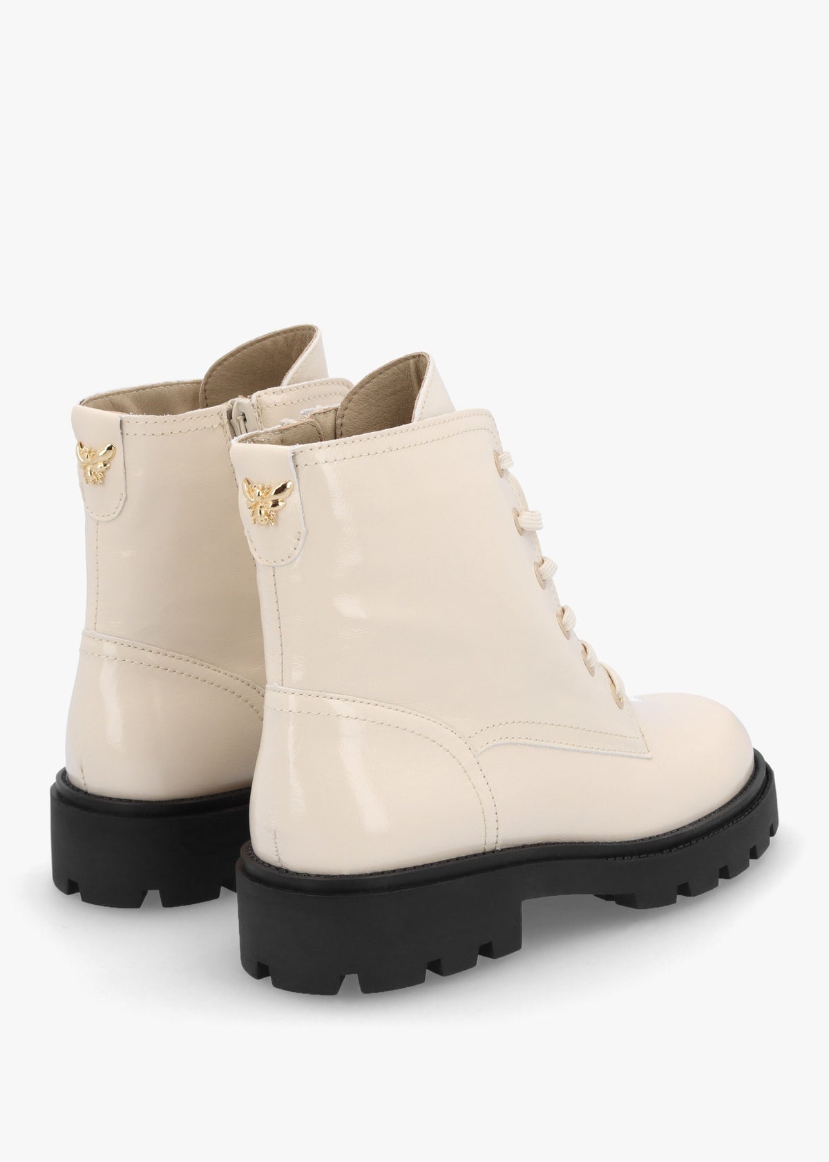 Acorn White Patent Leather Lace Up Ankle Boots