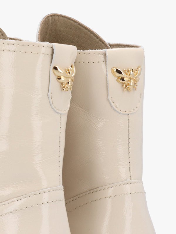 Acorn White Patent Leather Lace Up Ankle Boots