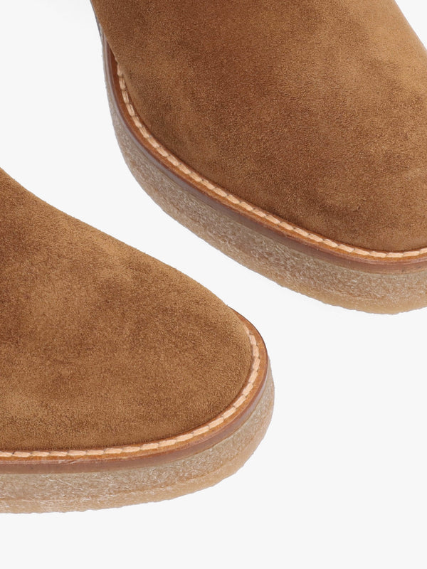 Airy Tan Suede Block Heel Ankle Boots