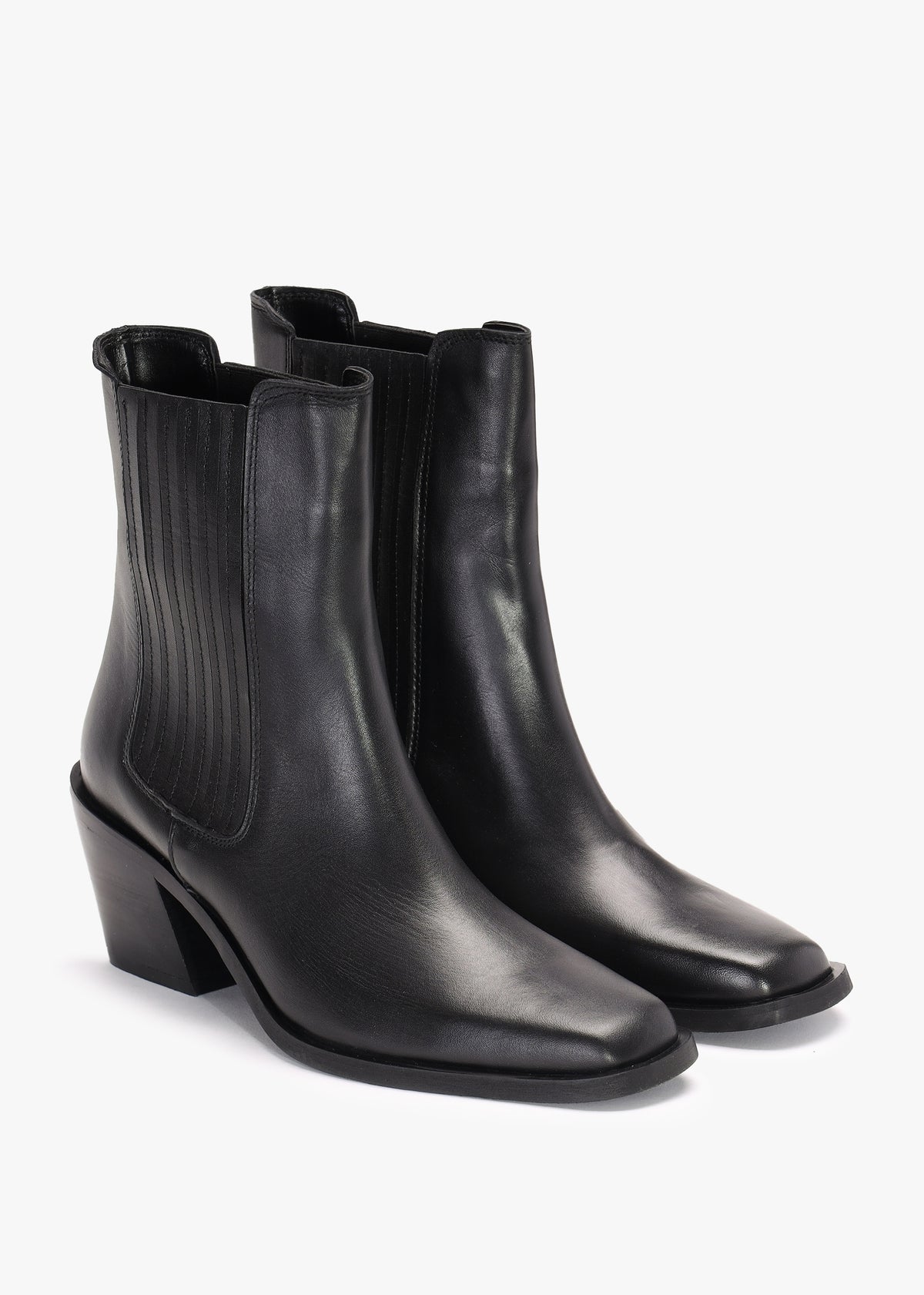 Indie Black Leather Western Chelsea Boots