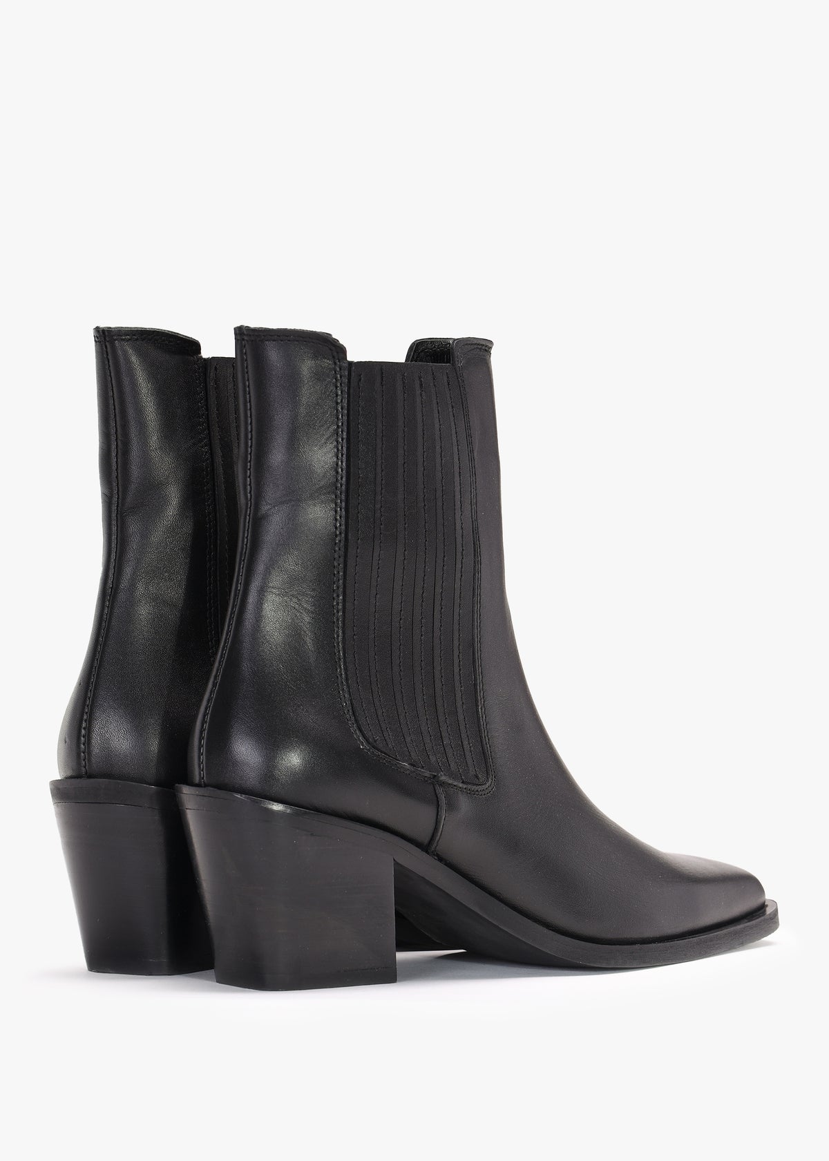 Indie Black Leather Western Chelsea Boots