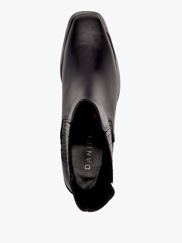 Indie Black Leather Western Chelsea Boots