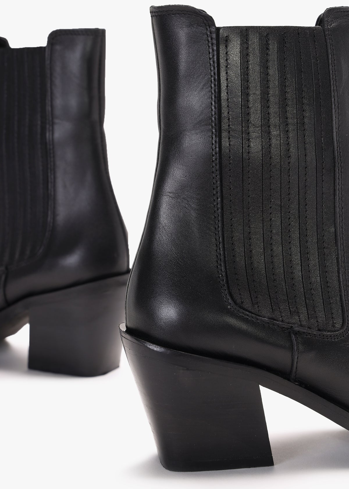 Indie Black Leather Western Chelsea Boots