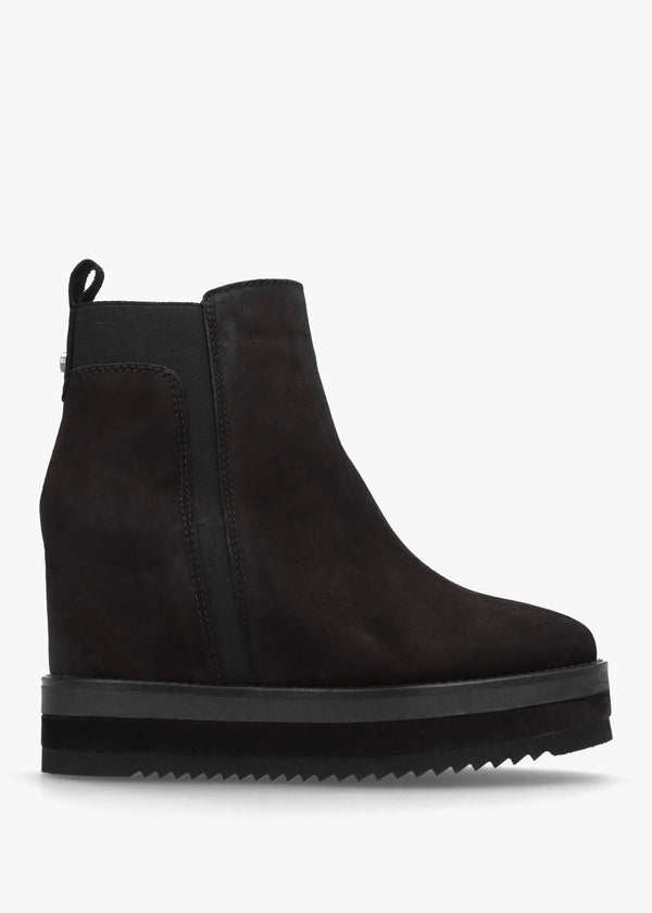 Azure Black Suede Wedge Chelsea Boots