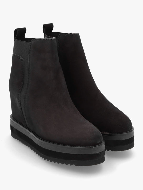 Azure Black Suede Wedge Chelsea Boots