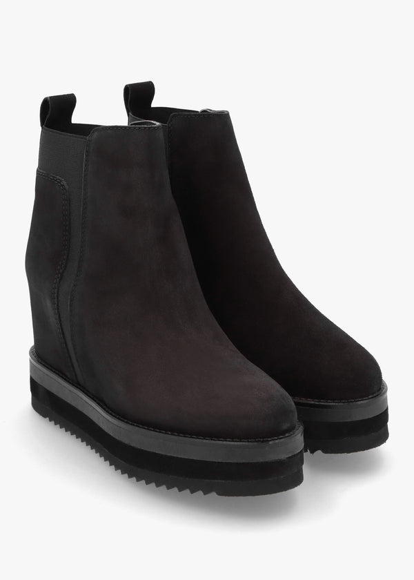 Azure Black Suede Wedge Chelsea Boots