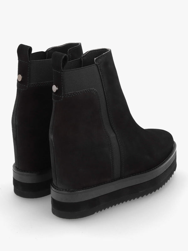 Azure Black Suede Wedge Chelsea Boots