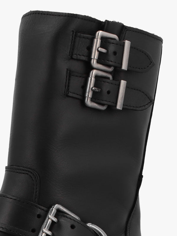 Atom Black Leather Chunky Biker Boots