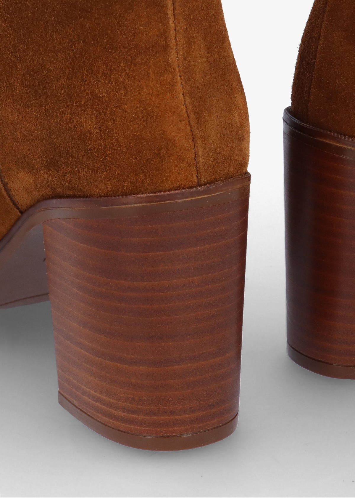 Astrid Tan Suede Rouched Block Heel Knee Boots