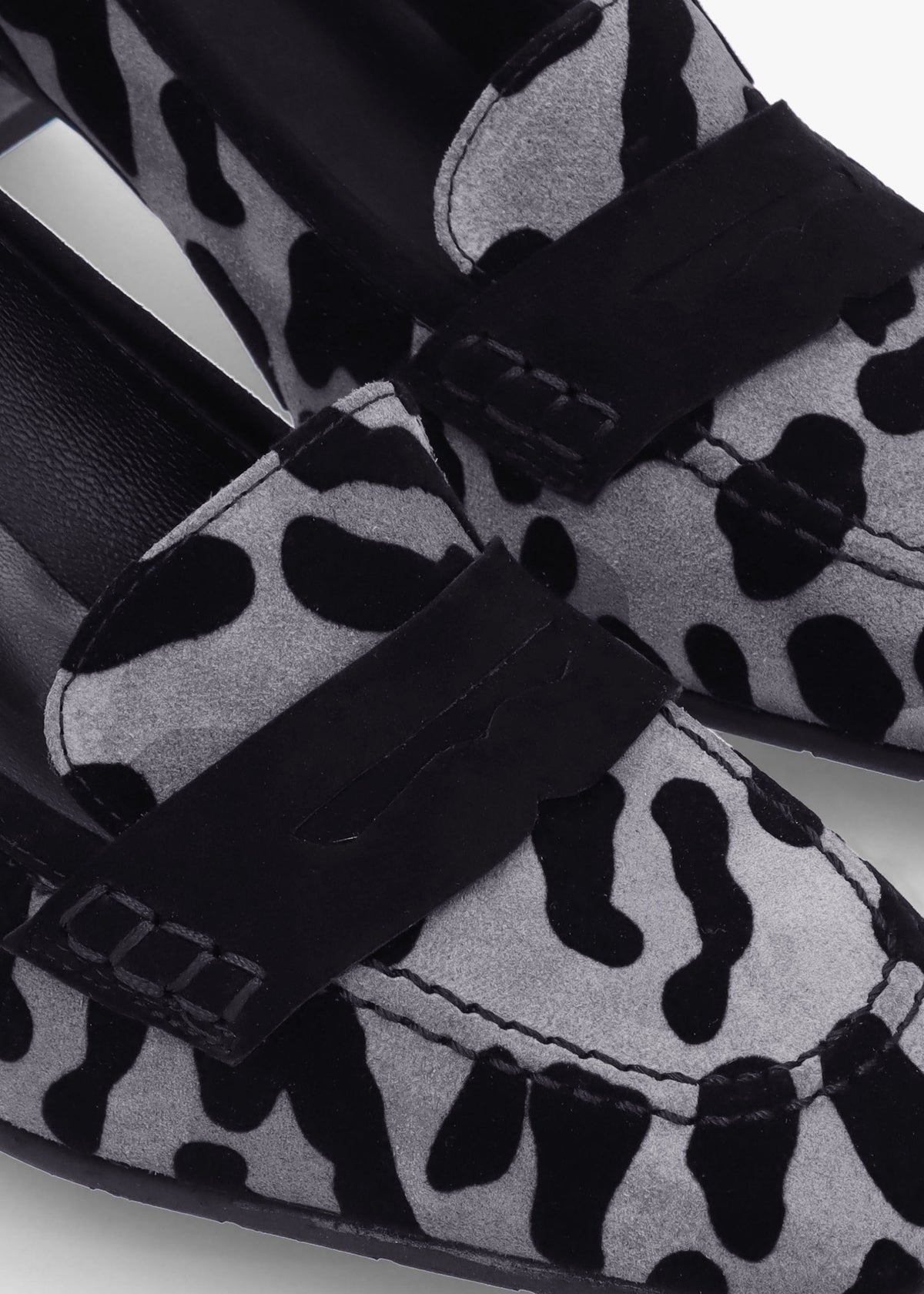 Leopard Suede Square Toe Block Heel Loafers