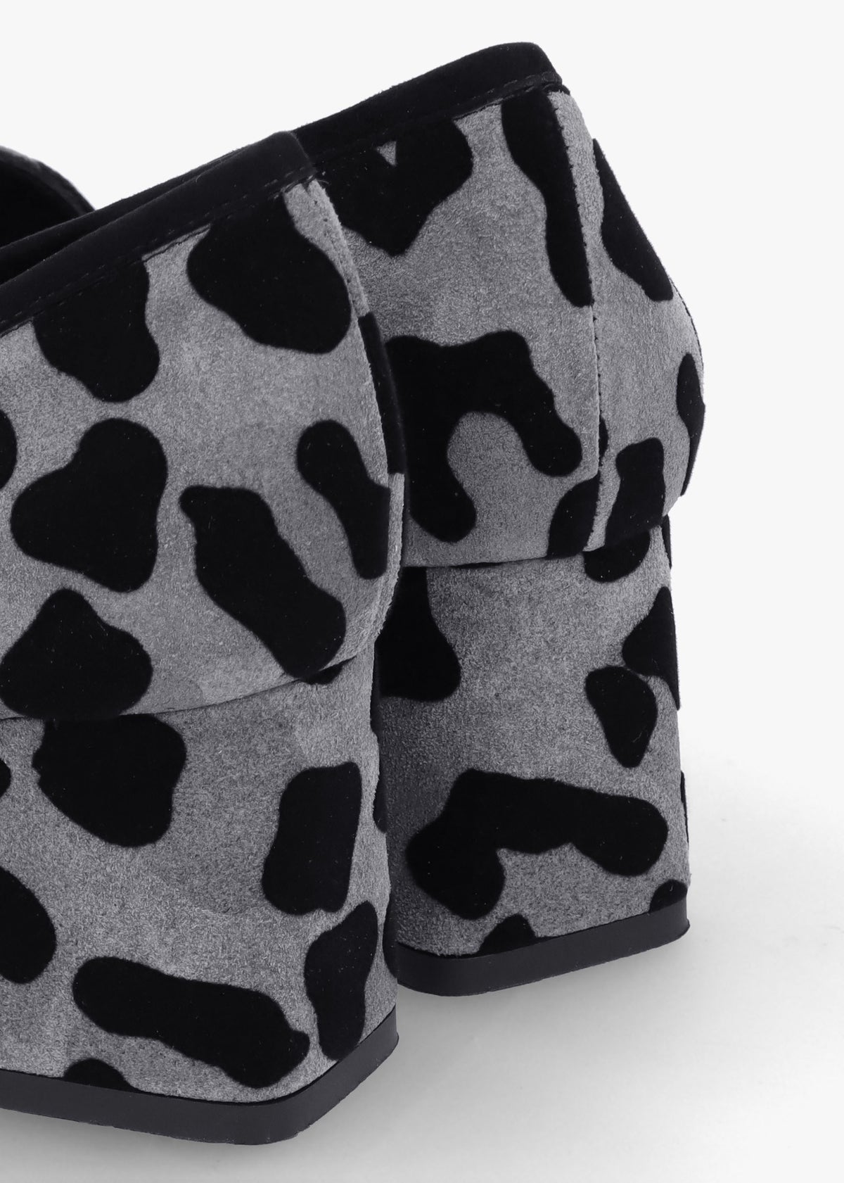 Leopard Suede Square Toe Block Heel Loafers