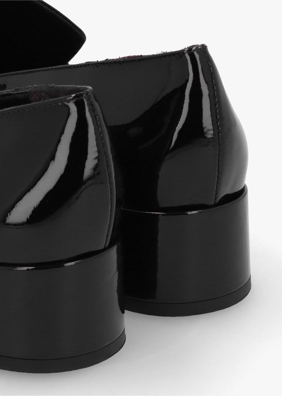 Black Patent Leather Chain Link Low Heel Loafers