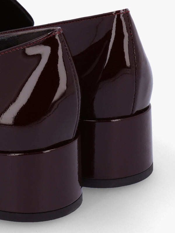 Burgundy Patent Leather Chain Link Low Heel Loafers