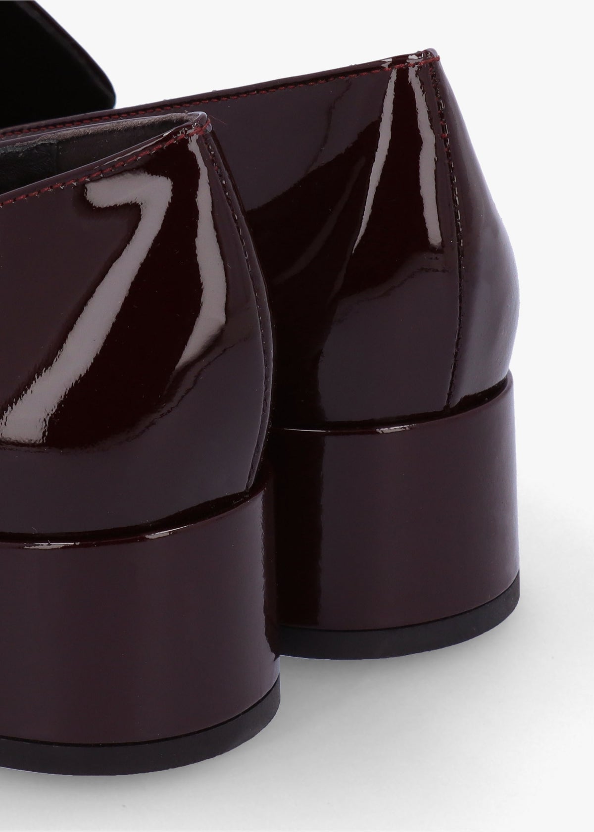 Burgundy Patent Leather Chain Link Low Heel Loafers
