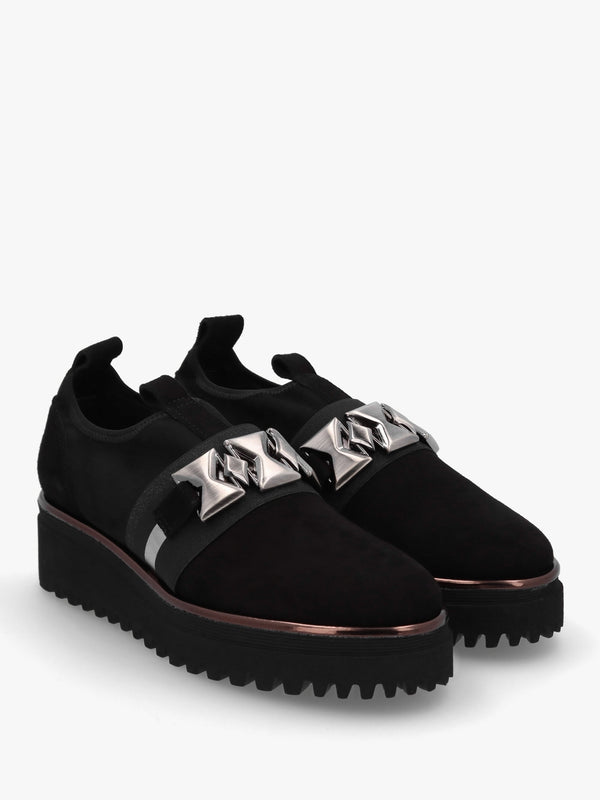 Black Suede Adorned Trouser Shoes
