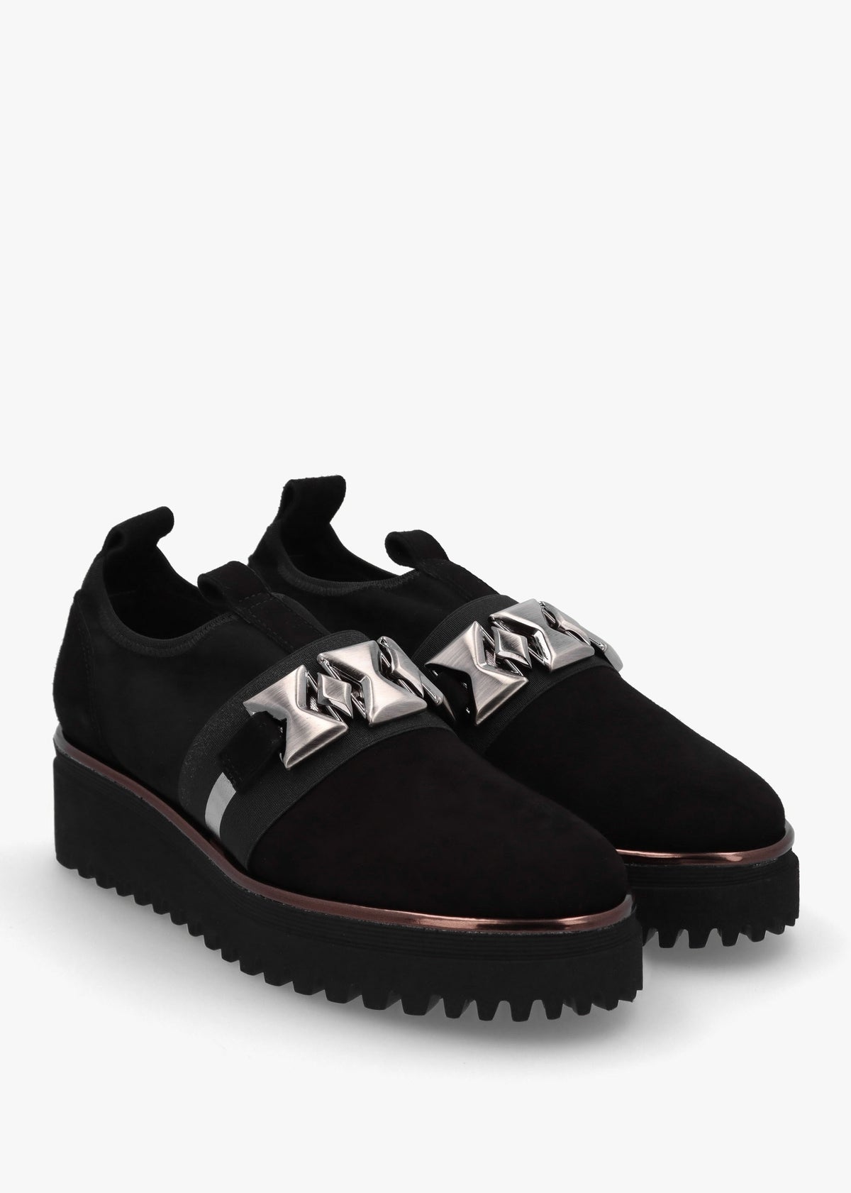 Black Suede Adorned Trouser Shoes